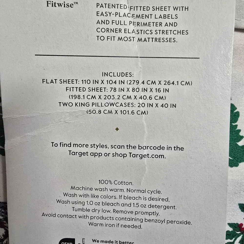 King 400 Thread Ct Christmas Holiday Performance Sheet Set Winter Threshold